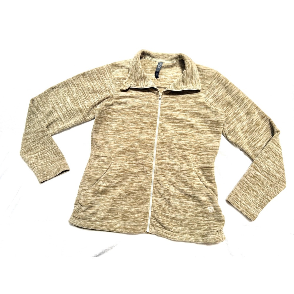 Mountain Hardwear Fleece Jacket Womens Medium Tan Excellent Full Zip Mock Neck